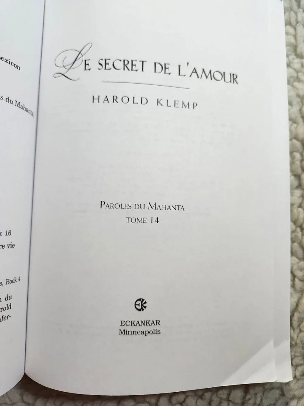 Harold Klemp Le Secret De L'Amour French Paperback Spirituality Eckankar Tome 14 - Picture 5 of 15